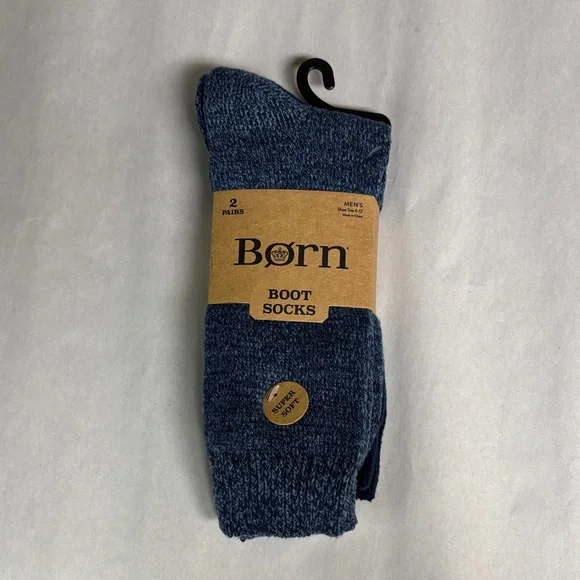 New Born Socks 2 Pair Men’s Blue Super Soft Boot Socks Casual Activewear Classic - Picture 1 of 13